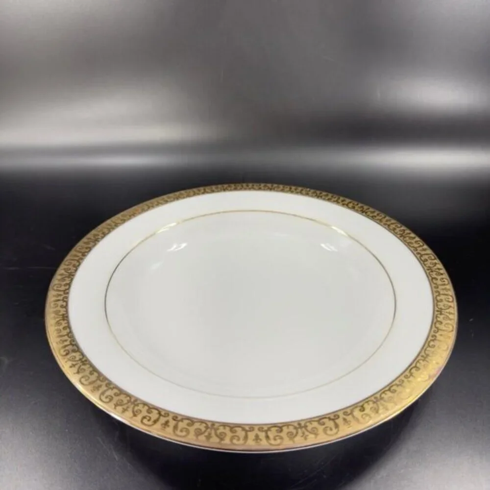 Royal Gallery‎ Gold Deep Dish Plates Macy 1991 Porcelain Made In Sri Lanka Set 2